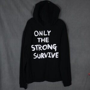 Maniere De Voir Hoodie Mens XXL Black Only the Strong Survive Sweatshirt NWT